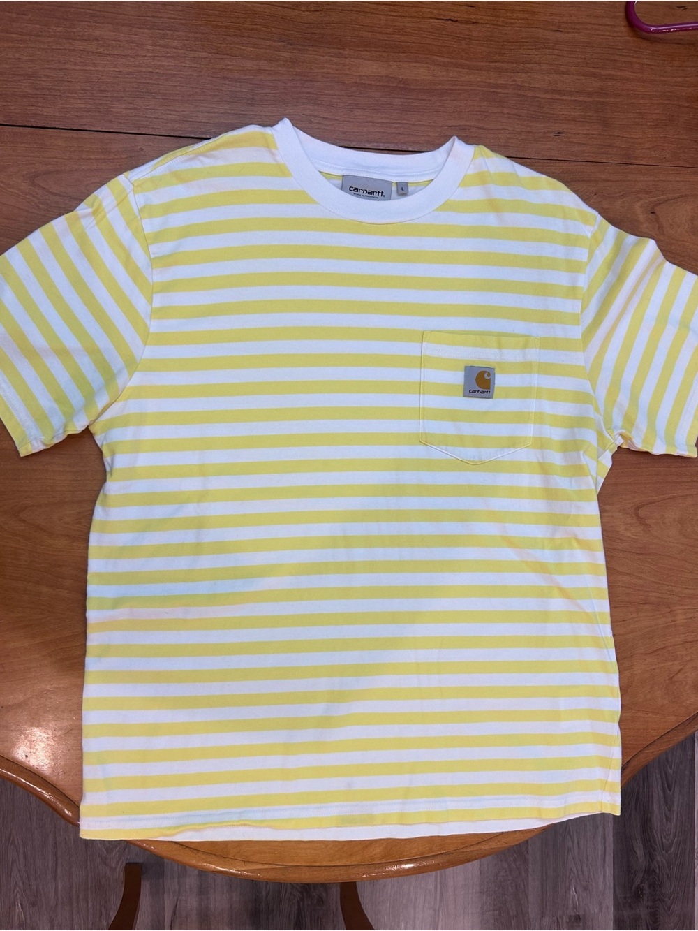 Carhartt Work in Progress Yellow & White Stripe Pocket Tee